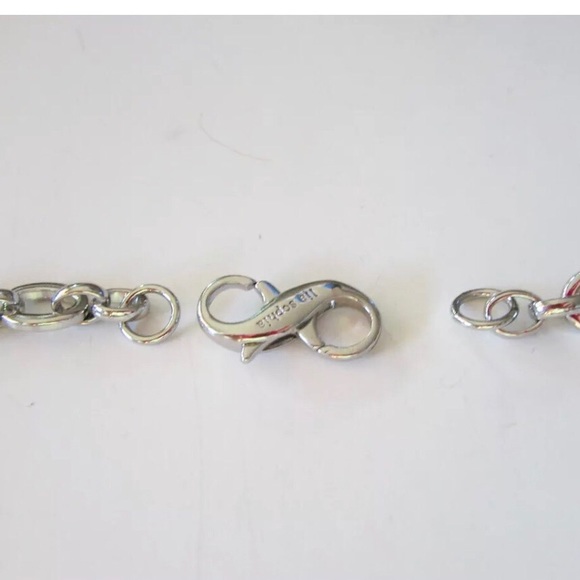 New Lia Sophia InfinitMe Necklace w/ Teal faceted resin stones squares, silver - Picture 10 of 13